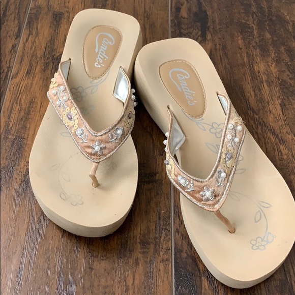 candies wedge flip flops